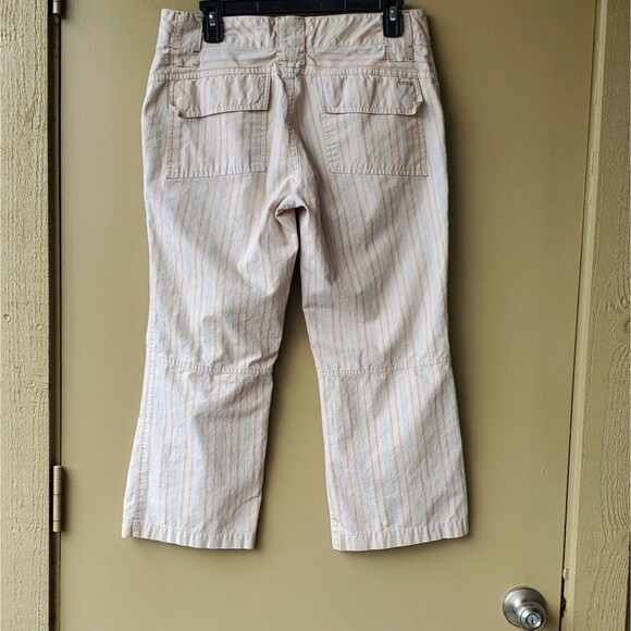 Womens Khaki low rise Izod Pinstriped Cargo Jean Pedal Pushers Capri Pants - Picture 2 of 9